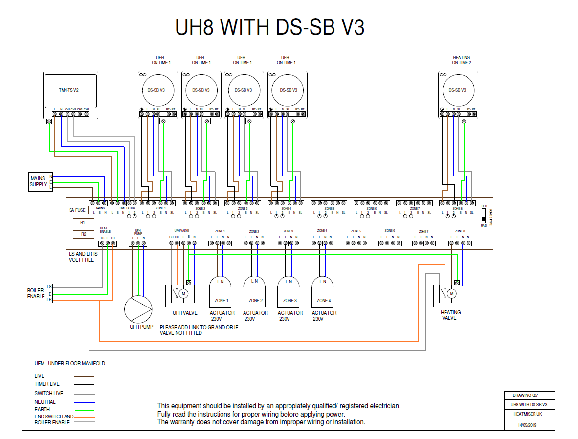 UH8 Wiring diagram | Heatmiser